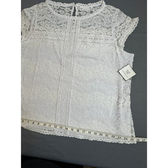 RAFAELLA White Lace Cap Sleeve Blouse 1X NWT Lined Romantic Plus Size Top - Picture 6 of 7